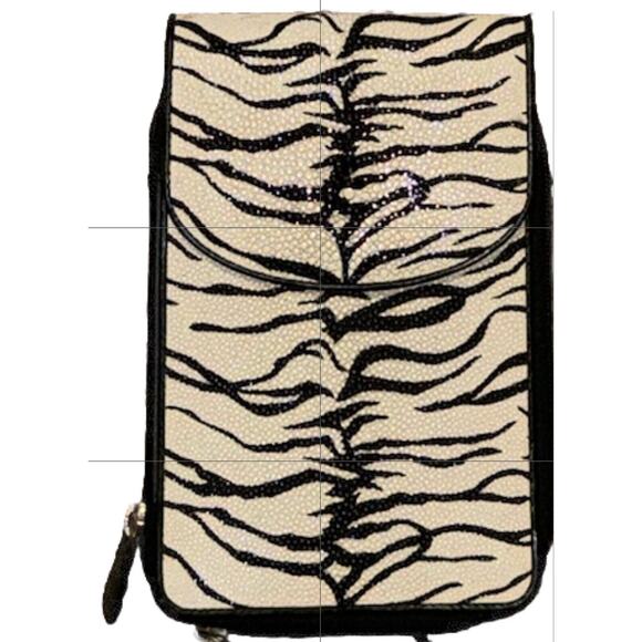 Vintage Authentic Mexican Caviar Zebra Stingray Leather Handmade Crossbody Bag